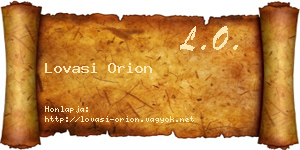 Lovasi Orion névjegykártya